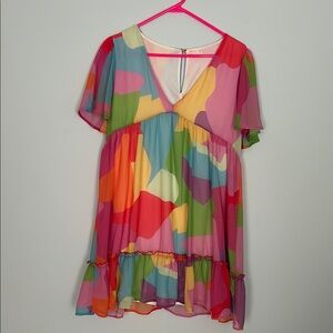 Colorful Abstract Print Dress